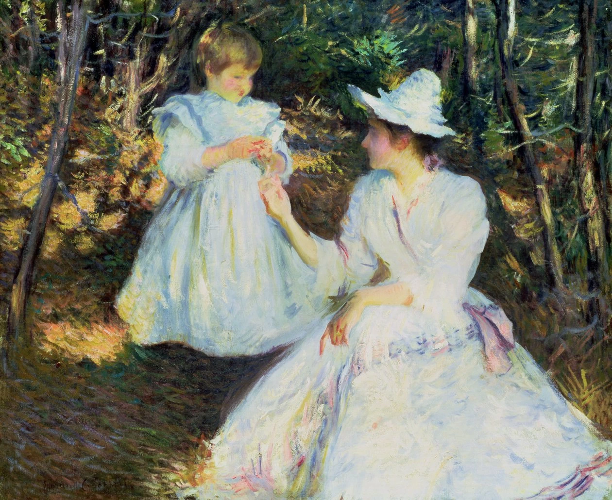 Edmund Tarbell - Madre e bambino nella pineta, 1893